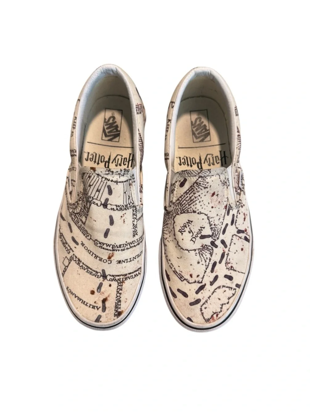 Unisex Harry Potter Marauder’s Map Vans Classic Slip-On Size 8 Women/6.5 Men’s - Picture 2 of 7